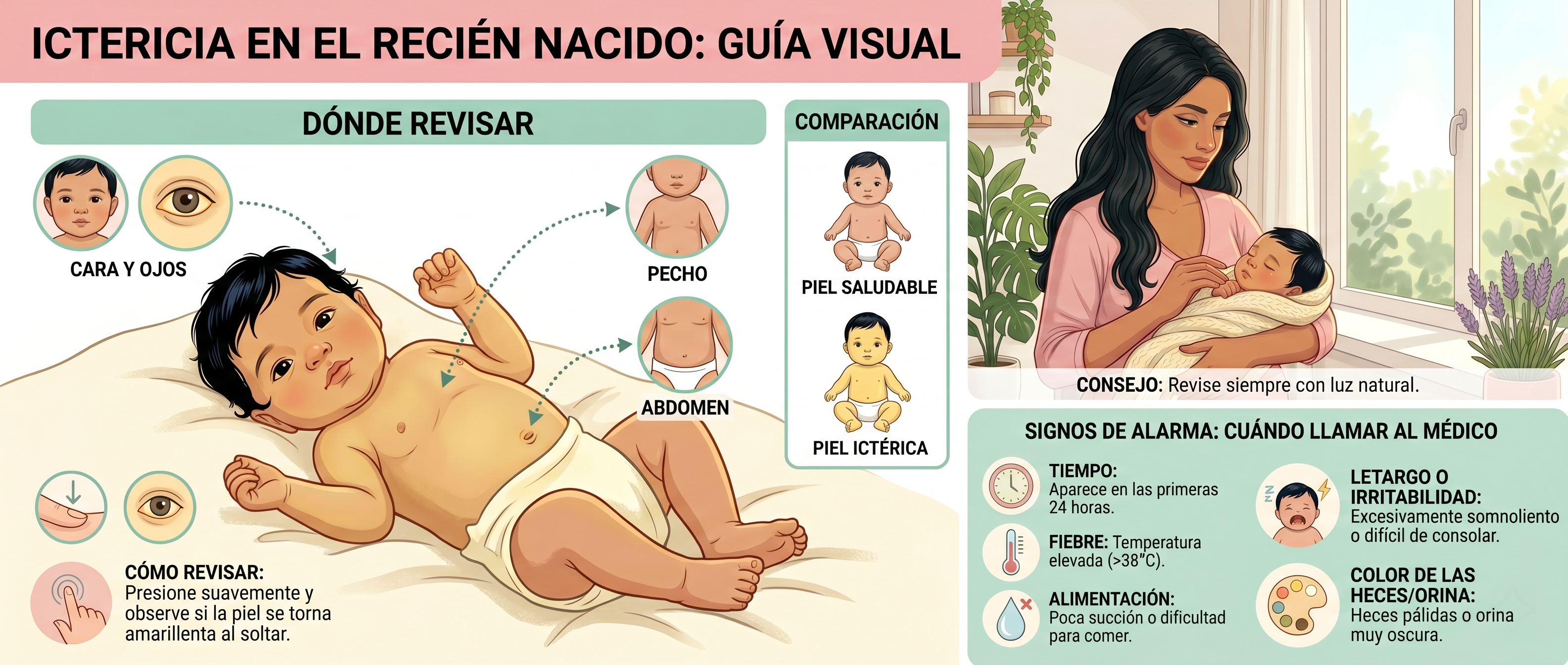Infografía: zonas a revisar en caso de ictericia